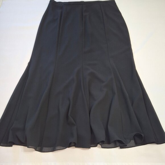 R&M Richards Plus 16W Blck Maxi Mermaid Skirt Sheer Flowy Chiffon Overlay Lined - Picture 1 of 14